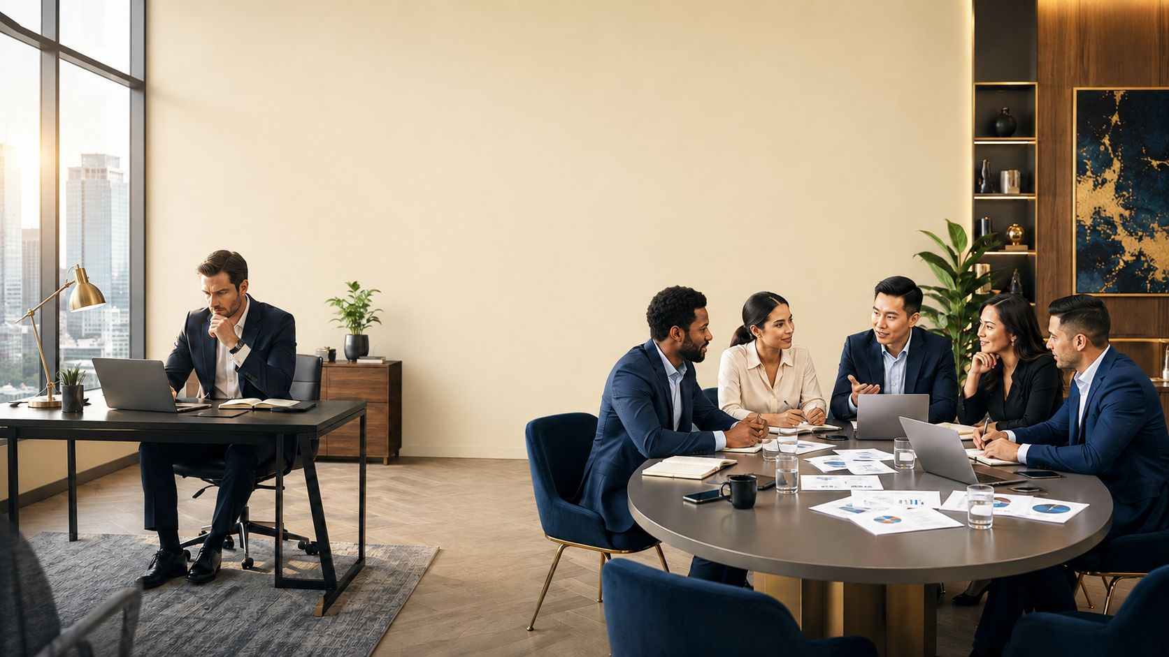One professional working alone compared with a coordinated team working together